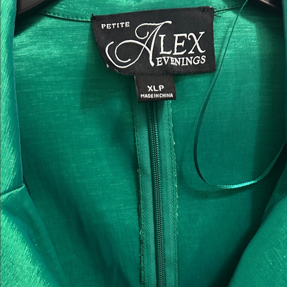 Alex Evenings Emerald Satin Wrap Blazer with Tie Waist - Picture 5 of 7